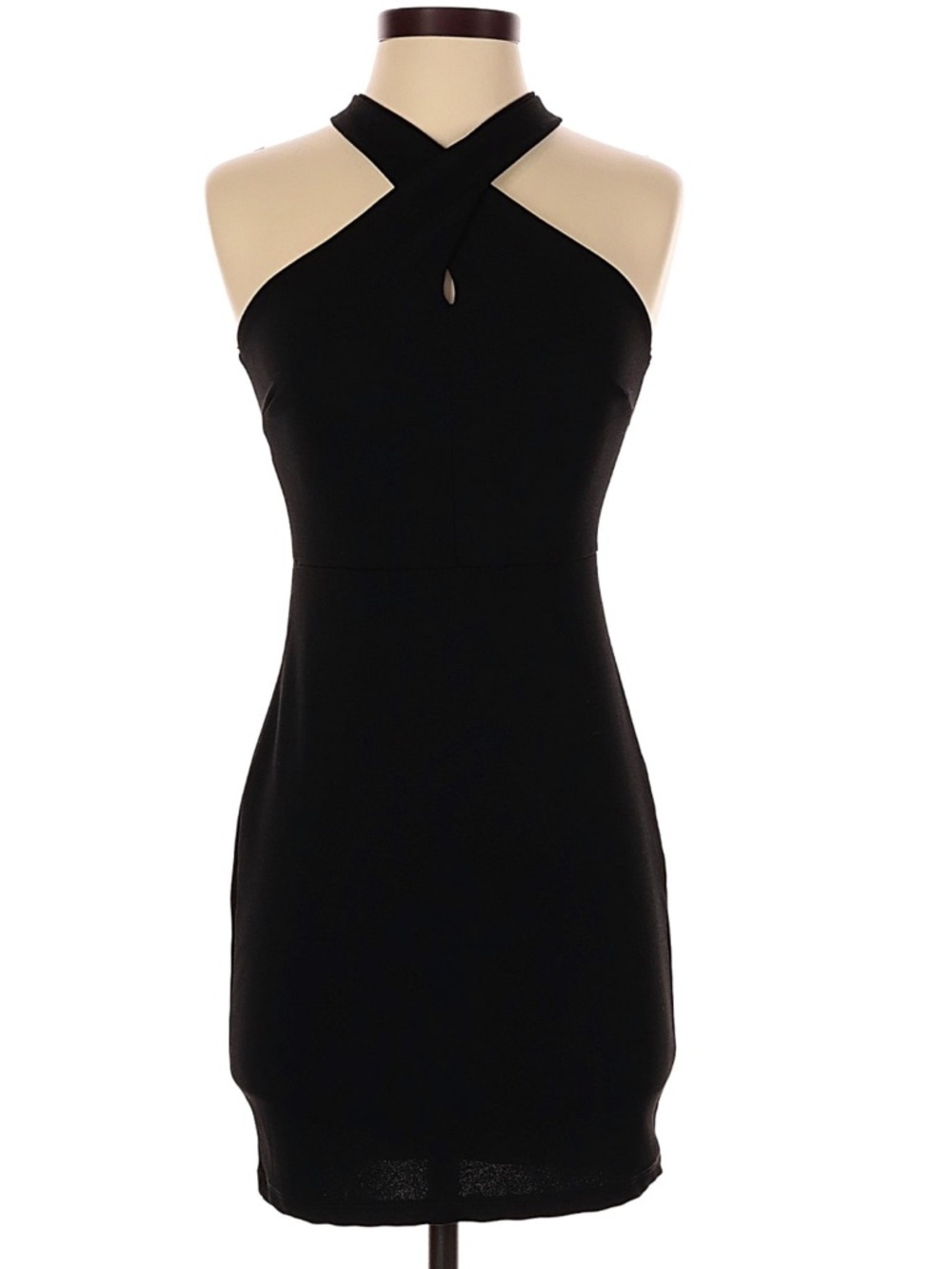 Lulu's Black One-Shoulder Crossneck Mini Dress